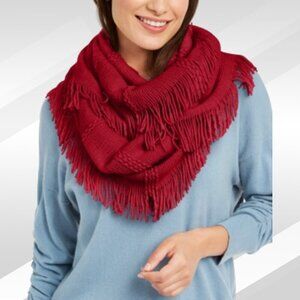 2/$30 INC International Concepts Raschel-Knit Red Loop Scarf with Fringe